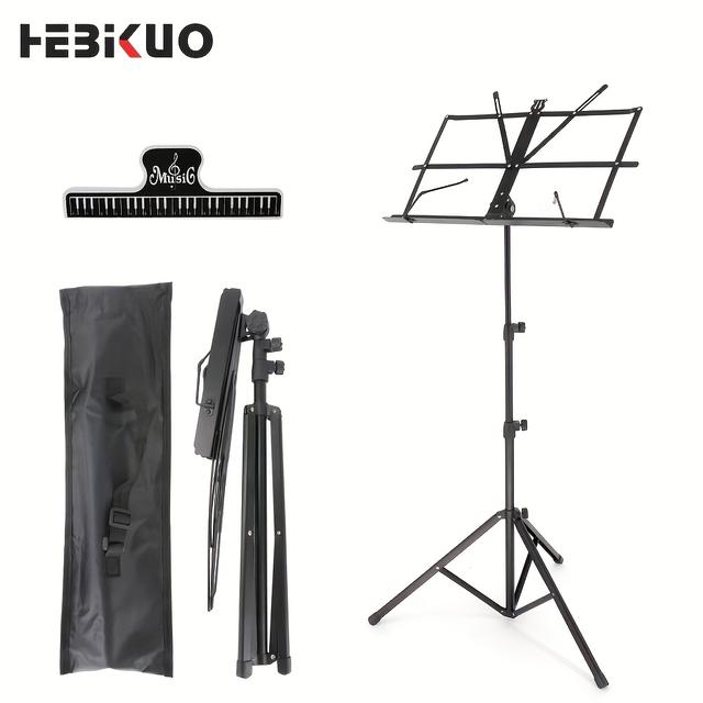 TEMU Soporte de Música Plegable con Clips Negros y Bolsa de Transporte - Esencial para el Aprendizaje Musical, Ligero y Portátil con Soporte Estable