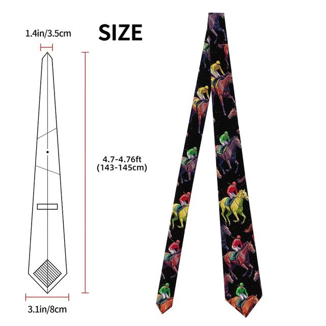TEMU 1pc Racing Horses & Tie - Vibrant Polyester Print, , Date Nights, Father's Day, And Festive Occasions, Festive Accessory | Pattern Tie | Durable Fabric
