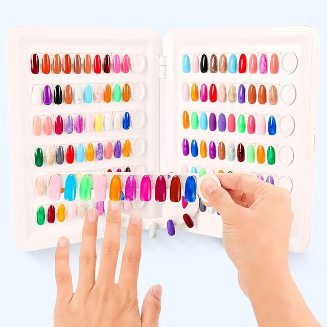 TEMU Professionelle Nagellack-Farbkarte – Formaldehydfreier Nail Art Referenzleitfaden mit 30+ Schattierungen, Tragbares Design & Ohne für Salon- und Heimmaniküre