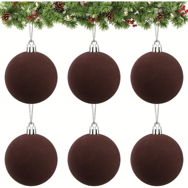 TEMU 6pcs Realistic Flocked Velvet Christmas Tree Ornaments - Plastic Suitable For Tree Hanging Balls, Heavy Enough To Hang With Branches, Multi-holiday Decoration For For Tree Decorations (6)