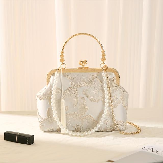 TEMU Random Floral Patterns, New Style Of Elegant Hanfu Bag With Traditional Chinese, Suitable For Carrying With A Qipao, Used As A Shoulder Or Crossbody Bag