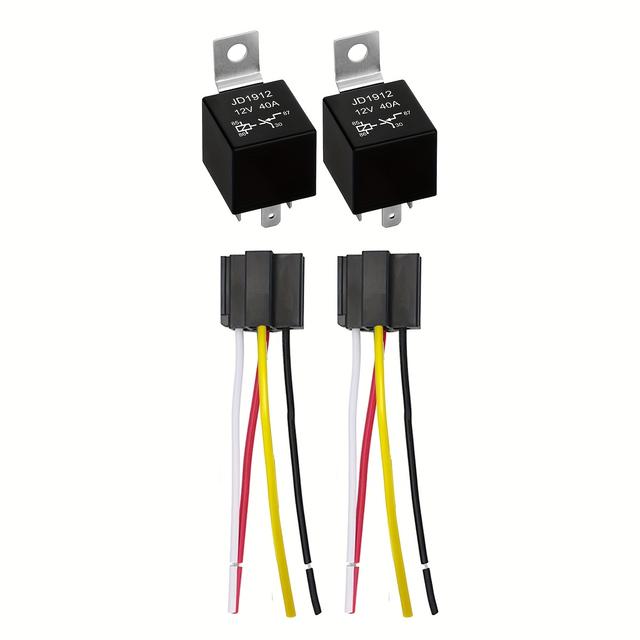 TEMU 4-pin/5-pin 40/30amp Relay Kit, 6pcs Automotive Relay, With Interlocking Harness Socket Holder And Heavy-duty Pigtai