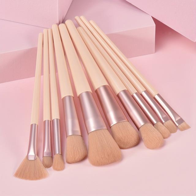 TEMU 10/14pcs Advanced Makeup Brushes, Oval, Unscented, Nylon Bristle, Abs Plastic Rod, For Women, Types