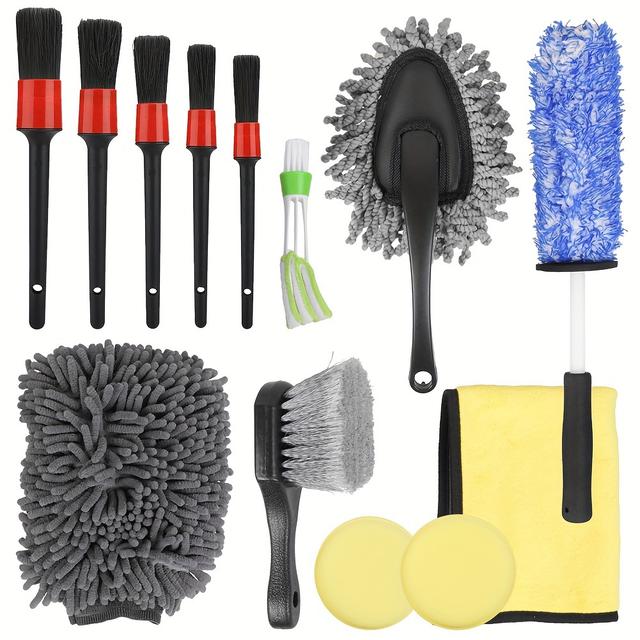 TEMU 13pcs Car Cleaning Set Car Interior Cleaning Kit With Rim Brush