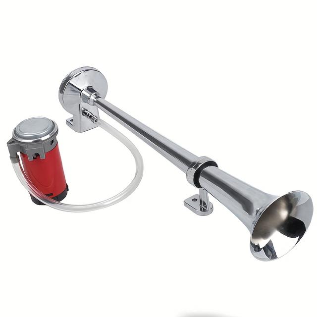 TEMU 12V/24V Super Lauter Auto-Lufthorn Einzelne Trompete Lauter Kompressor für Auto LKW Boot Zug Horn für Signal