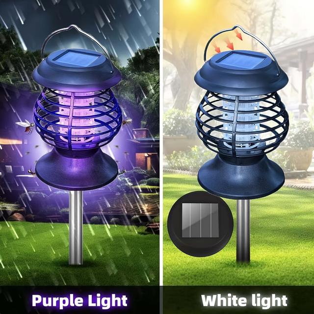 TEMU قتل البعوض الكهربائي بالطاقة الشمسية - يعمل تلقائياً دون حاجة لإمدادات طاقة إضافية، يعمل بصمت ويعمل بشكل مستقر لفترات طويلة. مناسب للساحات والحدائق والأماكن الخارجية