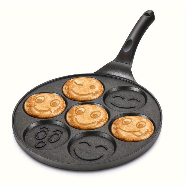 TEMU Face 7-cup Nonstick Frying Pan - Eggs, & Pancakes | Easy Clean Aluminum Cookware
