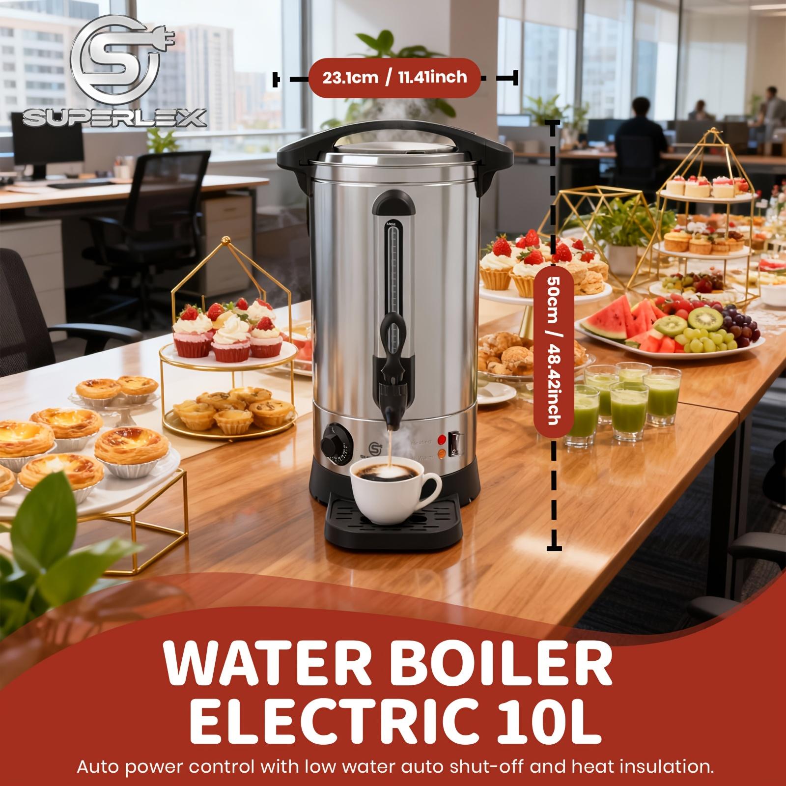 TEMU SUPERLEX 10L Elektrische Wasserkessel | 1500W Schnellkochen | 8.1L Sicherer Füllstand | mit Kunststoffhahn & Wassertemperaturanzeige | für Zuhause/Gewerbe (220-240V EU Stecker)