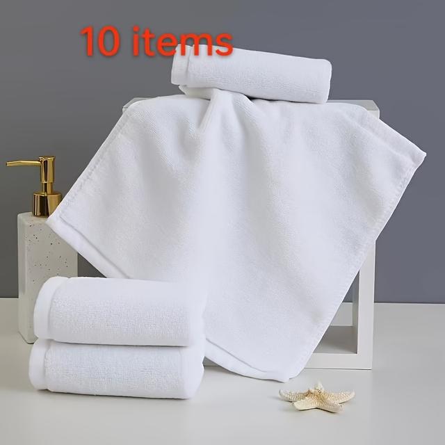 TEMU 10pcs Cotton Hand Towels - 50g, Thick & Absorbent, Towels For Hotel & Catering, Ideal For Halloween, Durable Fabric, Machine, Wash Cloths