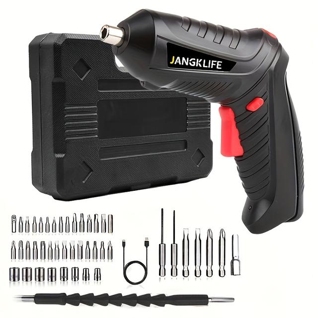 TEMU 47pcs Compact Electric Screwdriver Kit, Featuring A 90° Rotatable And Foldable Design Along With Additions
