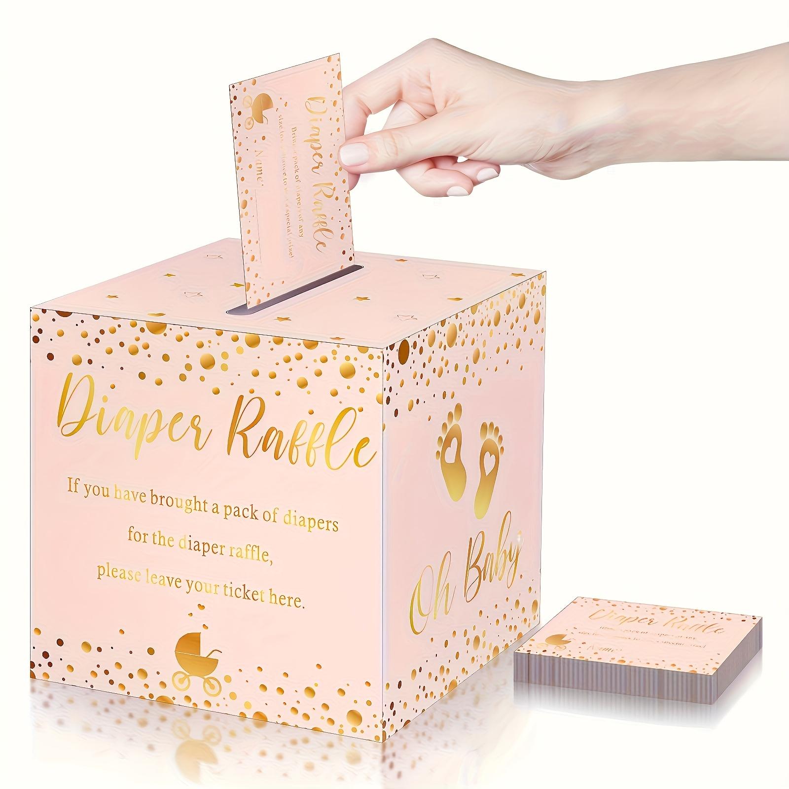 TEMU 51pcs, Craft Card Box, Golden Diaper Themed Party Prize Draw, Card Box, Suitable For Gift Giving Parties, Gender Revealing Invitation Letters, Diaper Prize Draw Card Supplies