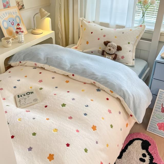 TEMU 1개 가을과 겨울용 두꺼운 양면 따뜻한 벨벳 밀크 담요 커버, 침실 호텔 학생 기숙사에 적합 - 부드러운 연한 베이지 친화적인 담요 커버, 소년과 소녀를 위한 크리스마스 선물