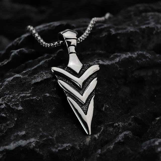 TEMU 1pc Retro 304 304 Stainless Steel Men's Pendant Double-sided Personalized Polished Arrow Pendant Necklace 60cm/23.62in
