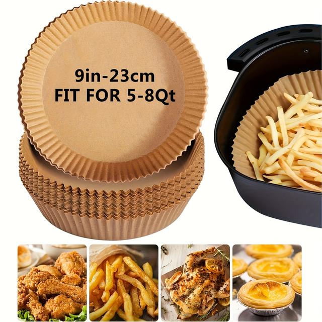 TEMU 100/50 st 9- luftfritös bakpapper, engångspapper för fritering, bakning, mikrovågsugn och matlagning – och oljetåligt, lätt att , köksaccessoarer, lämpligt för både hushålls- och kommersiellt