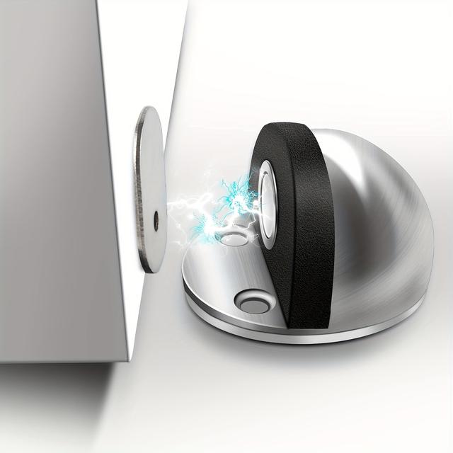 TEMU 1pc Magnetic - Brushed, Rust-proof, No-drill Installation, Heightened Door Block With Magnetic Backing, For Office/reading/indoor Use, Industrial Hardware