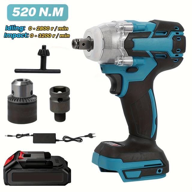 TEMU Cordless Electric Impact Wrench, 520n.m Electric Wrench, With Battery, Can Replace Car Tires And Loose Wheel Nuts, Convenient Electric Tool, Suitable For Home Decoration, Wood , Etc.