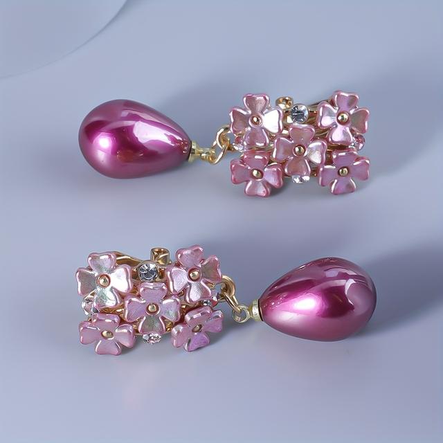TEMU Elegant Clip-on Earrings For Women, With Faux Pearl Drop, Ideal For Parties, Weddings, Business, And Everyday Wear