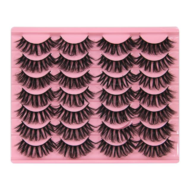 TEMU 3d Mink Eyelashes, Cat Eye Wispy Natural Fake Lashes, 14 Pairs Fluffy Long False Lashes, Pair Form, -free