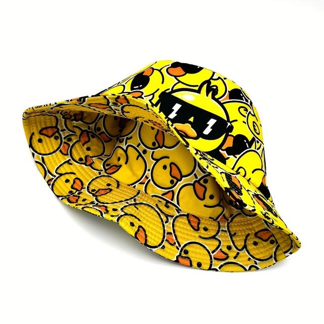 TEMU Vollbedruckter Süßer Enten-Modebrillen-Doppelseitiger Digitaldruck Eimerhut - Leichter, Modischer Fischerhut für Männer und Frauen, Perfekte Geschenk für Partys und Outdoor-Aktivitäten