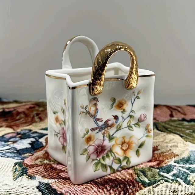 TEMU Ceramic Flatware Organizer With Golden Accents, Rust Resistant Insert Mount Cutlery Caddy For Kitchen Storage