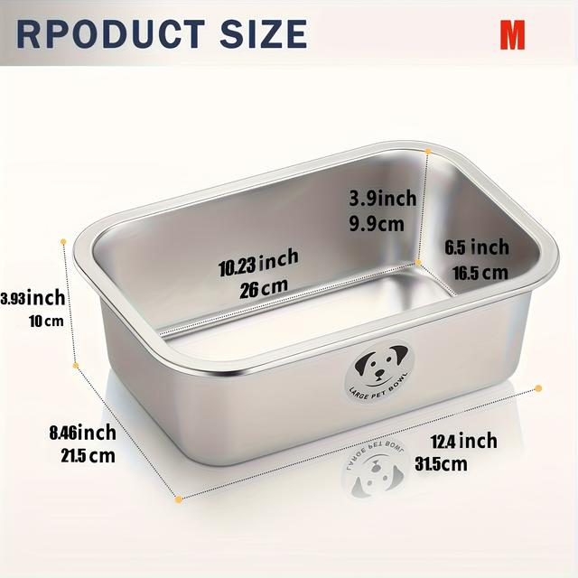 TEMU Cuenco para Perros de Acero Inoxidable de Tamaño Extra Grande - de Alimentación Metálico Duradero para Grandes, Ideal para Comida y Agua