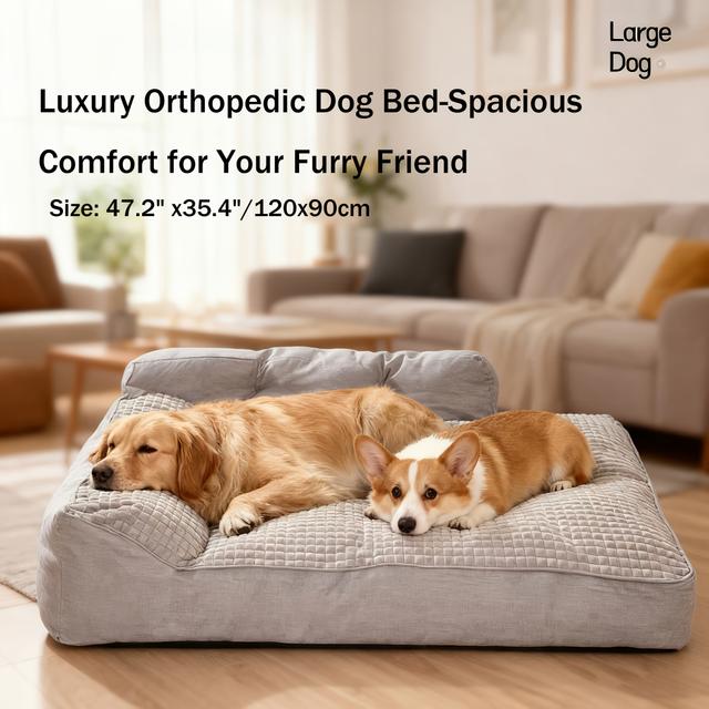 TEMU Sofá Extra Grande para Perros (Tamaño: 47.2x35.4x14.6 pulgadas / 120x90x37 cm) de Material y , un Sofá Práctico para Mascotas y Accesorio Adecuado para Todas con Base Antideslizante, una Alfombra