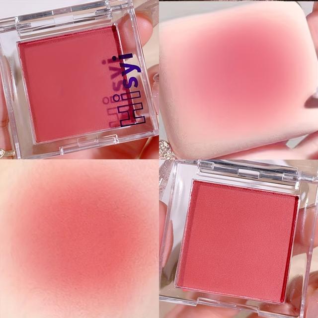 TEMU Hisyi Monochrome Blush Palette - Rich & Pigmented Matte Rouge For Contouring & Highlighting, Long-lasting, , Essential For Autumn/winter, Plant-based Squalane, Powder Form,