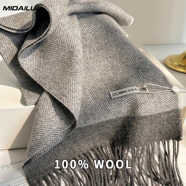 TEMU Écharpe 100% Laine - Écharpe Chaude et Coupe-Vent pour Activités Extérieures et Tenue Décontractée, Foulard Élégant en Fibre, Lavage à Sec (70,86 x 11,87 Pouces)