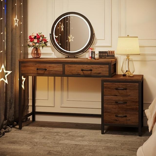 TEMU Furniture For Home, 5 Drawers Computer Desk, Desk With Reversible File Drawer Cabinet For Home Office