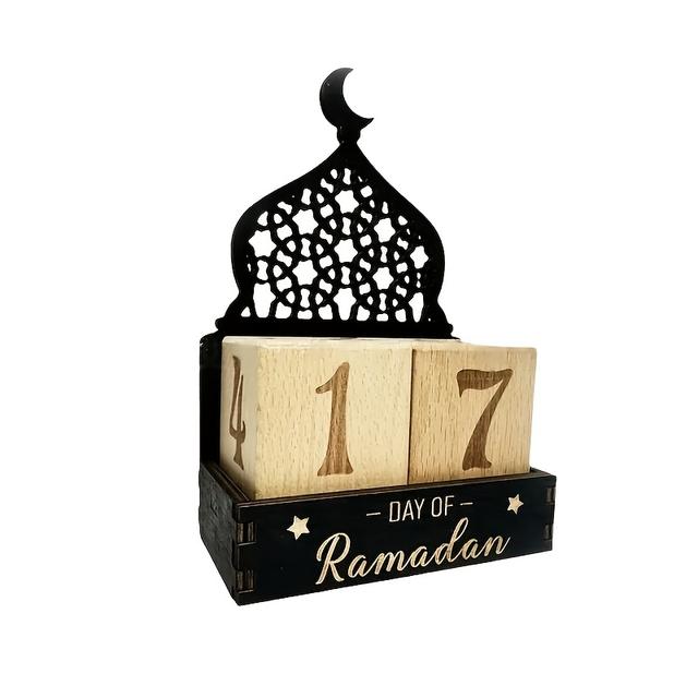 TEMU زينة تقويم خشبية لشهر رمضان، حلية خشبية لديكور المنزل، تقويم عدّ للزمن للاجتماعات الاحتفالية، هدية ديكور منزلي بطابع القمر للشرق ، مناسبة للمنزل والمكتب، عيد، عيد الفطر، ومهرجان القمر