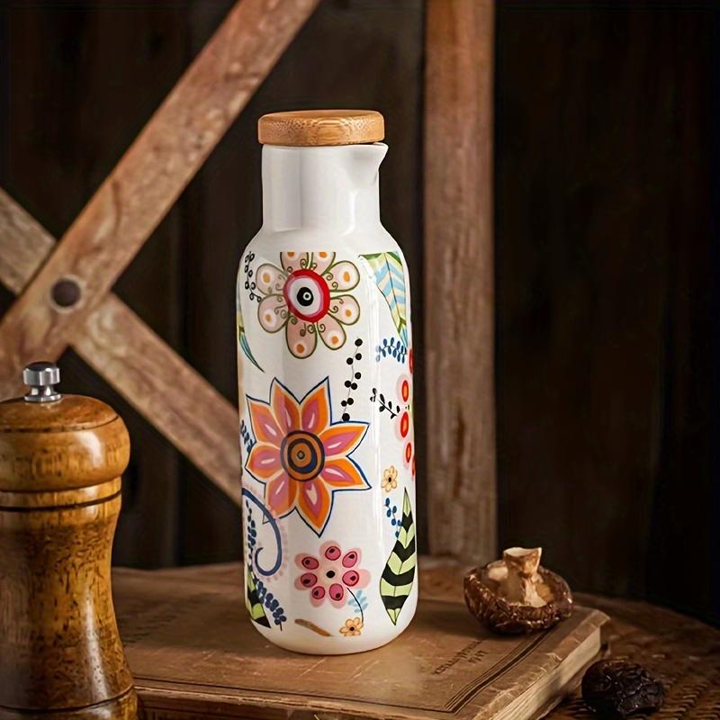 TEMU Flower Vinegar Bottle Oil Bottle Soy Sauce Bottle 300ml