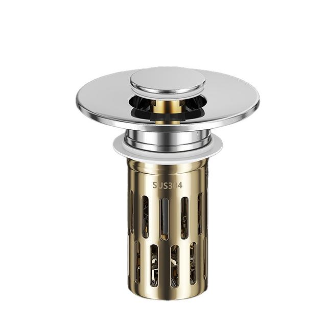 TEMU Der Druckverschluss für Bad und Waschbecken ist ein unverzichtbares Haushaltsgerät, da er mit einem Knopf ausgestattet ist.