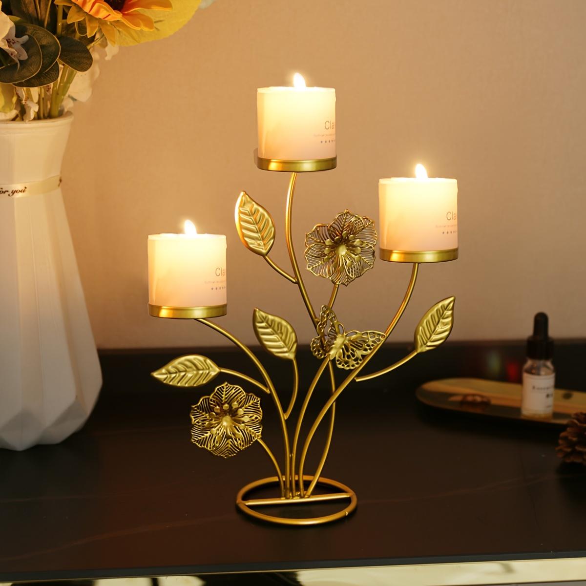 TEMU 1pc Metal Creative Candle Holder Decoration, Golden (black) Plant Candle Holder, Table Top Decoration Candle Holder, For Home Decoration, Restaurant, Hotel, Holiday Decoration