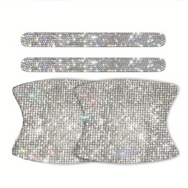 TEMU 4개 흰색 장식 차량 핸들 보호 스티커, 차량 손상 방지, 차량 도어 핸들 스티커, 도어 볼 스티커, 차체 보호 필름, 차량 장식용 스크래치 방지 핸들 스티커