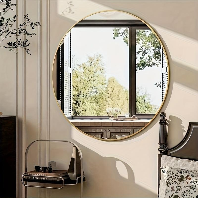 TEMU Round Bathroom Mirror With Golden Finish: Adds And Enhances Space In Your Bathroom