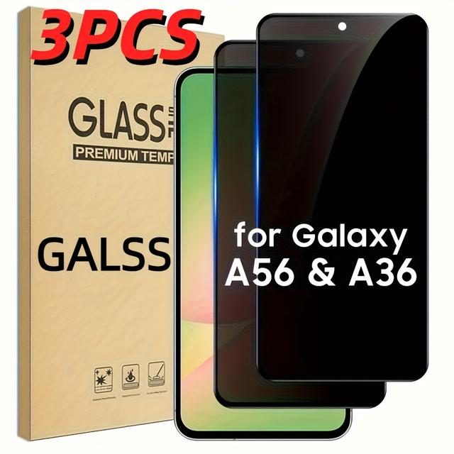 TEMU 3er-Pack Sichtschutzfolie für Galaxy A56/A36, Vollabdeckendes Gehärtetes Glas, 9H Härtegrad, Kratzfest