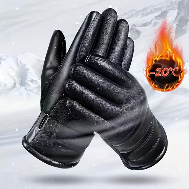 TEMU A Pair Of Winter Men's Thermal Gloves, Windproof, Thickened, Warm, And Touch Screen Compatible, Perfect For Driving And Outdoor Activities, An Ideal Gift For Men In Winter
