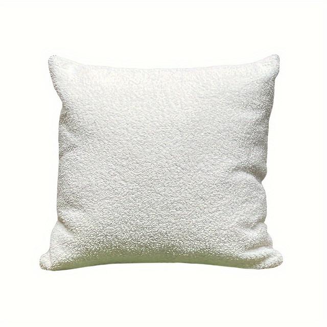 TEMU 1 Stück Moderne Weißes Teddy-Velvet-Kissenbezug, Weiches Hautfreundliches Einfaches Muster, Reißverschluss, Nur Handwaschen, Gewebter Polyester 100% für Wohnzimmer, Sofa, Schlafzimmer, Dekoration