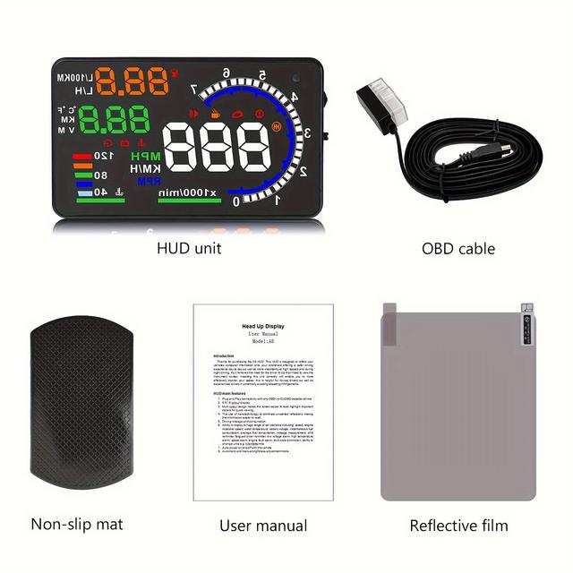 TEMU The A8 Car Hud Display Is A Portable Electronic Digital Tachometer With An Intelligent Projection System. Not Compatible With All Vehicle Models; Please Check Your System For , Without Battery