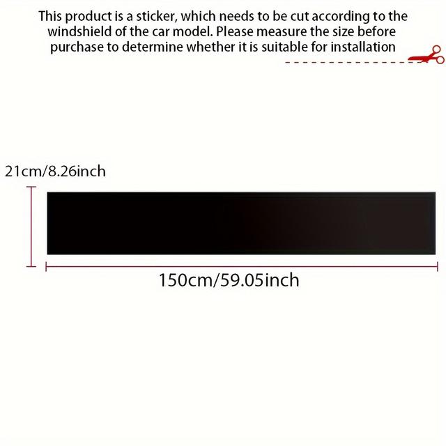 TEMU Black Windshield Sunshade Sticker, Matte Decorative Sticker, Rear Window Sun Blocker, Adhesive Sun Visor, Modification Sticker