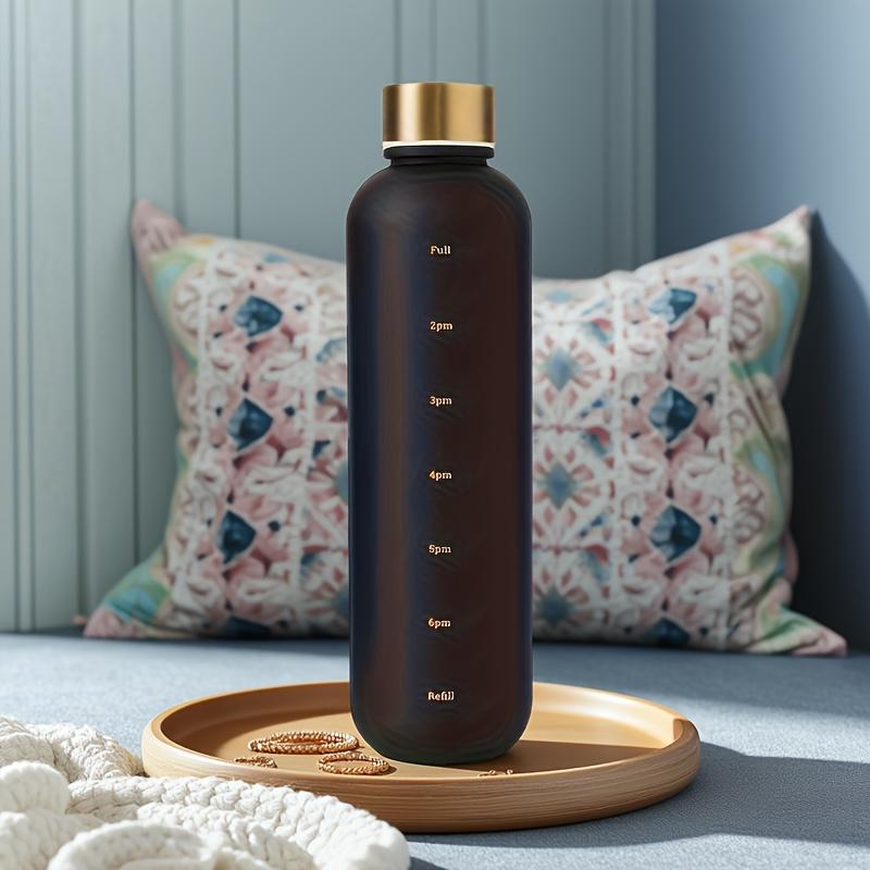 TEMU A 32 Oz Water Bottle With Time Markers, Designed For Fitness, Sports, Outdoor Travel, Made Of Frosted Plastic, Featuring Impact-resistant And Durable