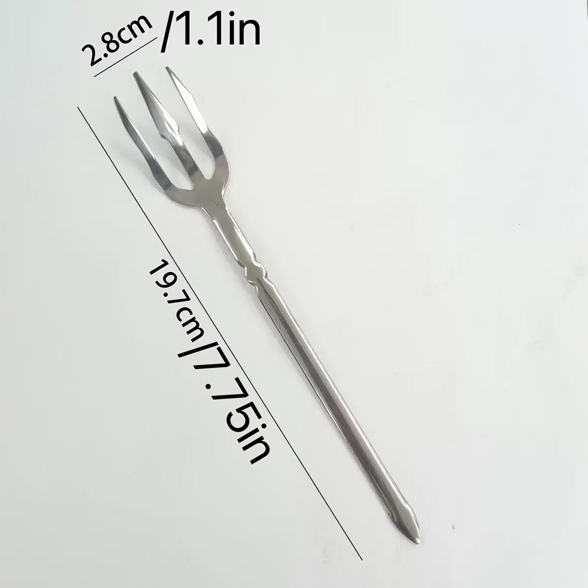 TEMU 1pc Heavy-duty Stainless Steel Fork - Long Handle With Glossy Finish & Tip (3-prong) For Dinner, Salad, Dessert - Elegant Serving Utensil For, Restaurants, Parties