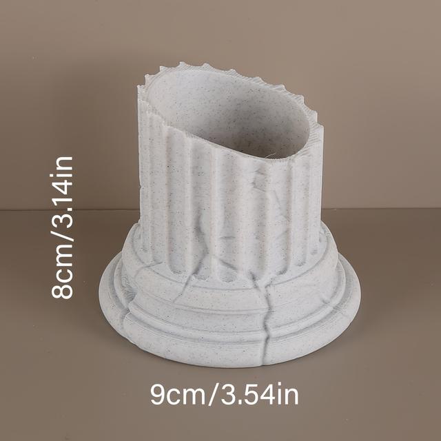 TEMU Ein kreativer römischer Säulen-Blumentopf mit steinähnlicher Textur Rissdesign, geeignet für Sukkulenten Grünpflanzen, eine retro-künstlerische Tischlandschaft