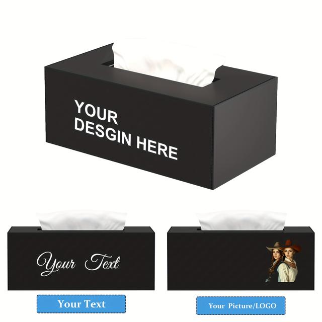 TEMU 1 قطعة حامل مناديل PU فاخر مخصص بشعار شخصي، صندوق مناديل مستطيل بغطاء مغناطيسي للوجه والمنزل والمكتب أو السيارة، هدية مثالية لعيد الميلاد