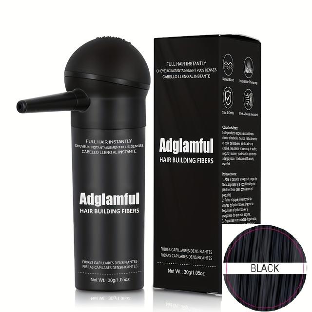 TEMU 30g Adglamful Hair Building Fibers, -adult, Natural Look, -free, Oil Control, Volumizing, With Spray Applicator For Normal Hair Types
