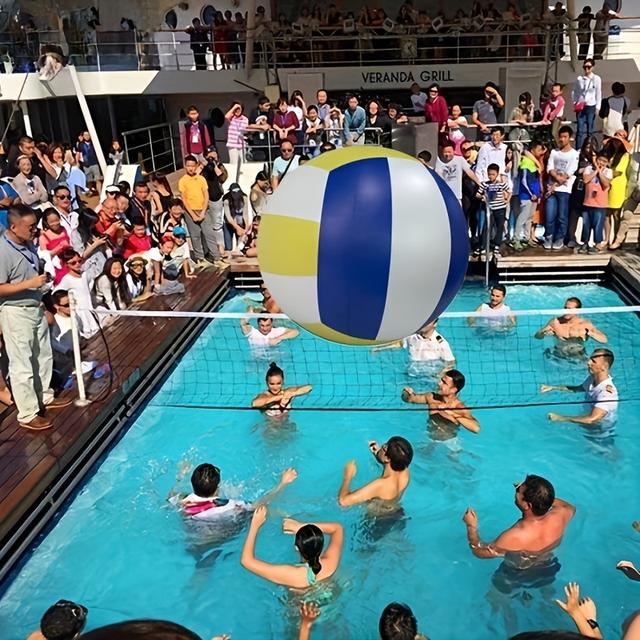 TEMU 1 Giant Inflatable Volleyball - Durable Pvc Beach Ball, And For Family Reunions, Seaside Parties & Outdoor Sports Events | Pattern, Extra Large Beach Ball, Backyard Games, Longlasting Material,