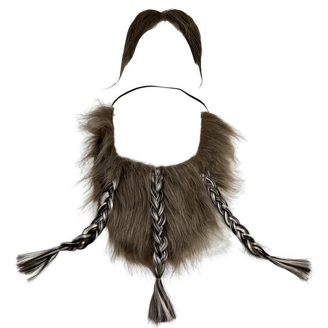 TEMU Bigote trenzado y patillas | Accesorio de disfraz para fiestas de festival, estilo pirata, bigote acrílico marrón realista para Halloween y de cosplay masculinas.