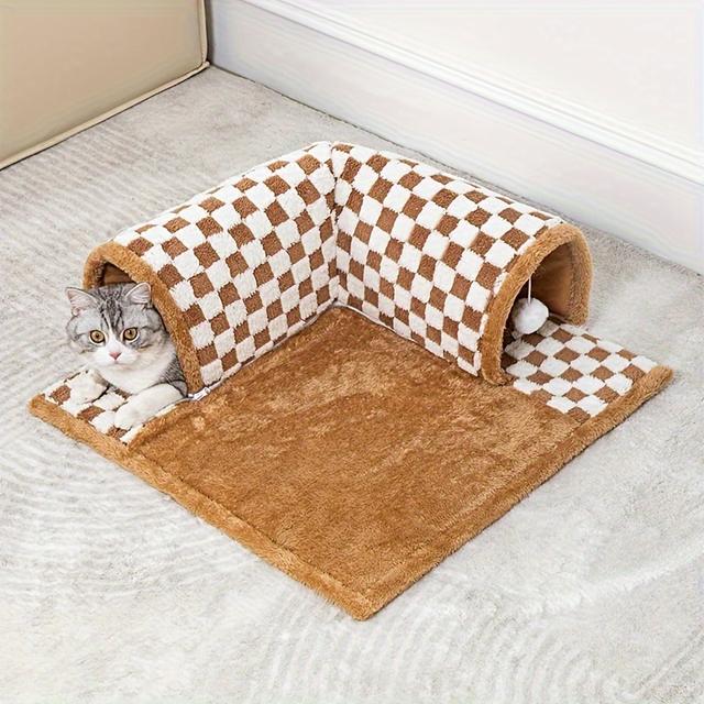 TEMU Ein weicher und gemütlicher Katzentunnel, der sowohl als Spielplatz als auch als Schlafbereich für Katzen dient, geeignet für große, mittelgroße und kleine Katzen, nutzbar zu allen Jahreszeiten.