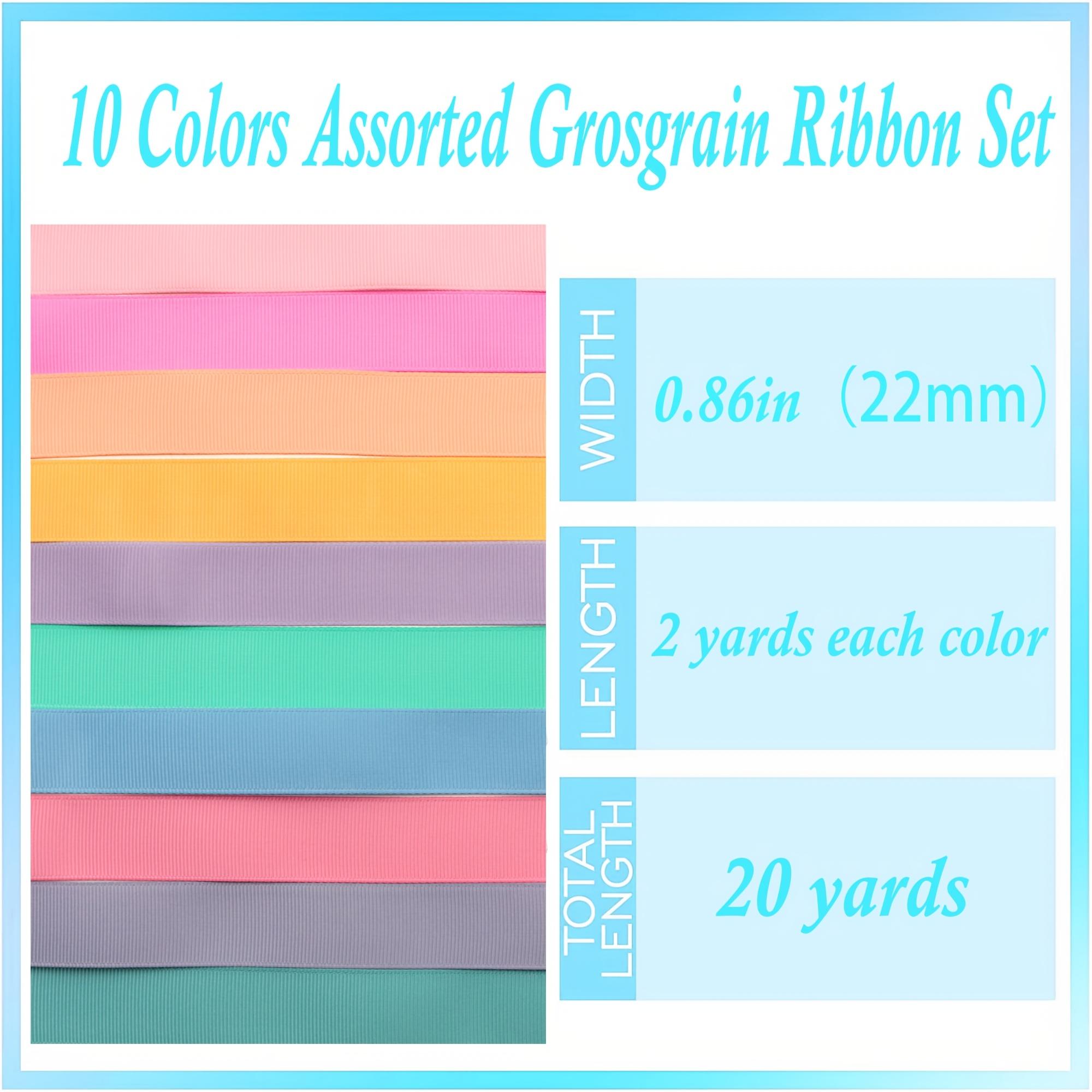 TEMU 20yards/set 22mm Grosgrain Ribbon Fabric Ribbon Solid Colored Ribbon Rolls For Crafting Hairbows Sewing Parties Weddings Decor Gift Wrapping(10roll/set,2yard/roll), Christmas, Halloween