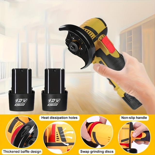 TEMU Grinder Set, 19, 500 Rpm Cordless Electric Polishing & Grinding Machine, With 2 Batteries, Grinding Wheel, Charger, Suitable For Home Decoration And As A Gift For Father And Boyfriend